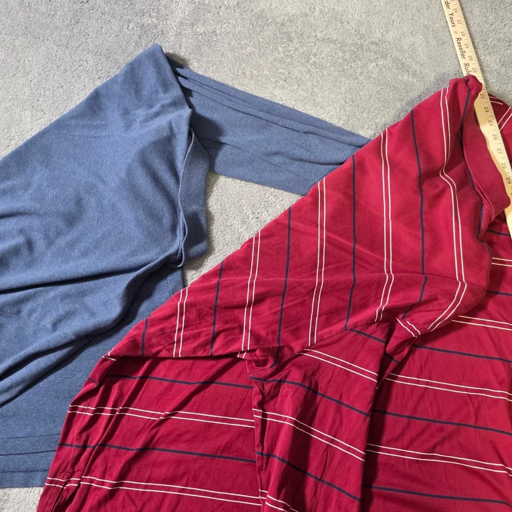 Polo Ralph Lauren Mens XXL 2XLT Long Sleeve Polo Shirt Lot Blue Red Striped Pima